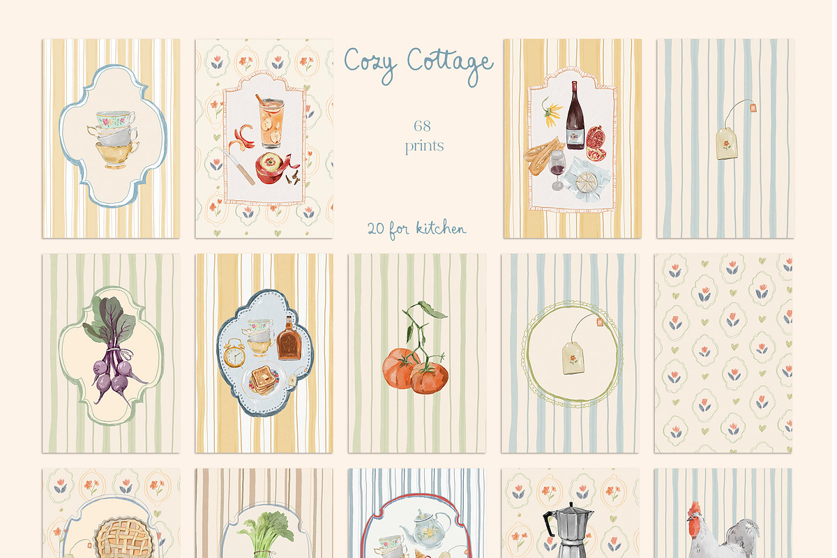 Cottagecore Clipart, Frames, Prints, a Decorative Illustration by whiteheartdesign (Photo 15 of 34)