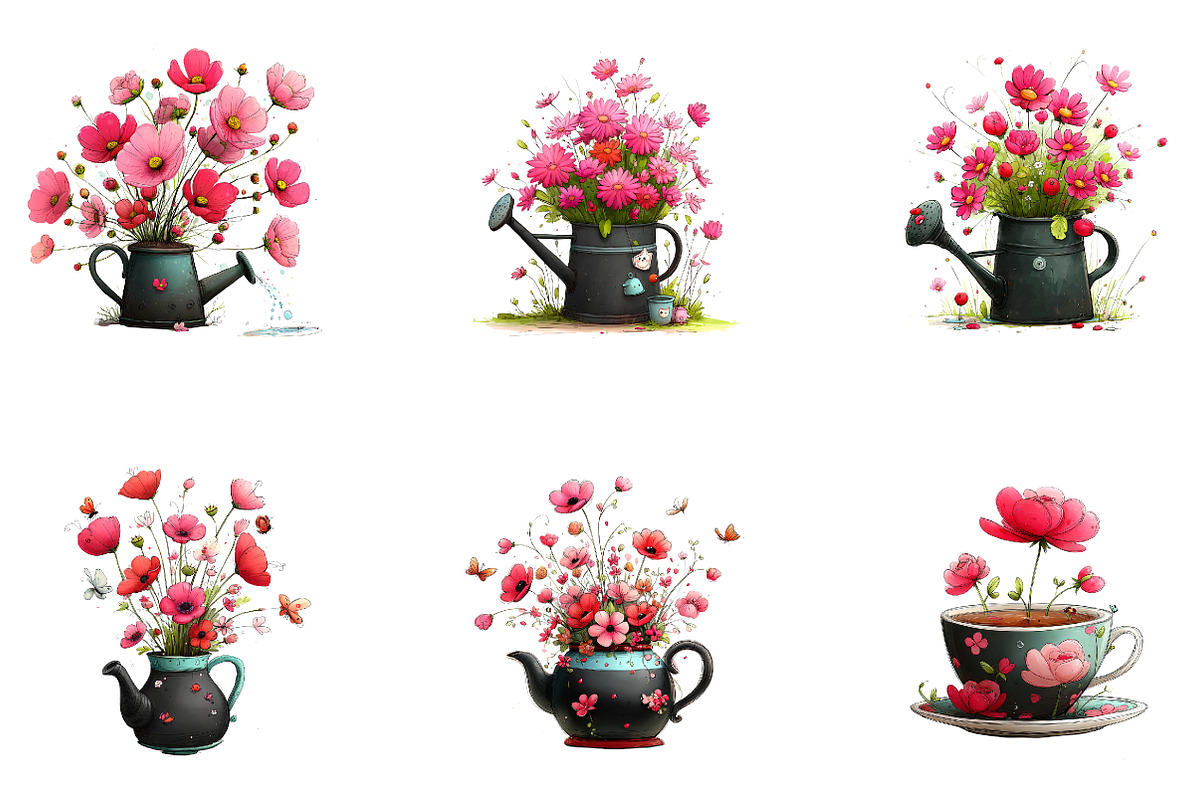 Black Pink Spring Clipart, an Illustration by CreationArt (Photo 3 of 7)