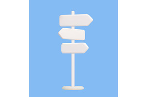 3D White Directional Signpost on, an Object Illustration by ModVector