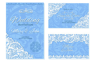 Lace wedding cards. Decorative, an Illustration by YummyBuum