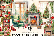 Cozy Christmas watercolour clipart, an Illustration by Hello My Print (Thumbnail 1 of 9)