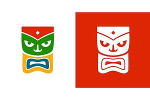 Color and white tiki mask variations, an Illustration by GraphiShop