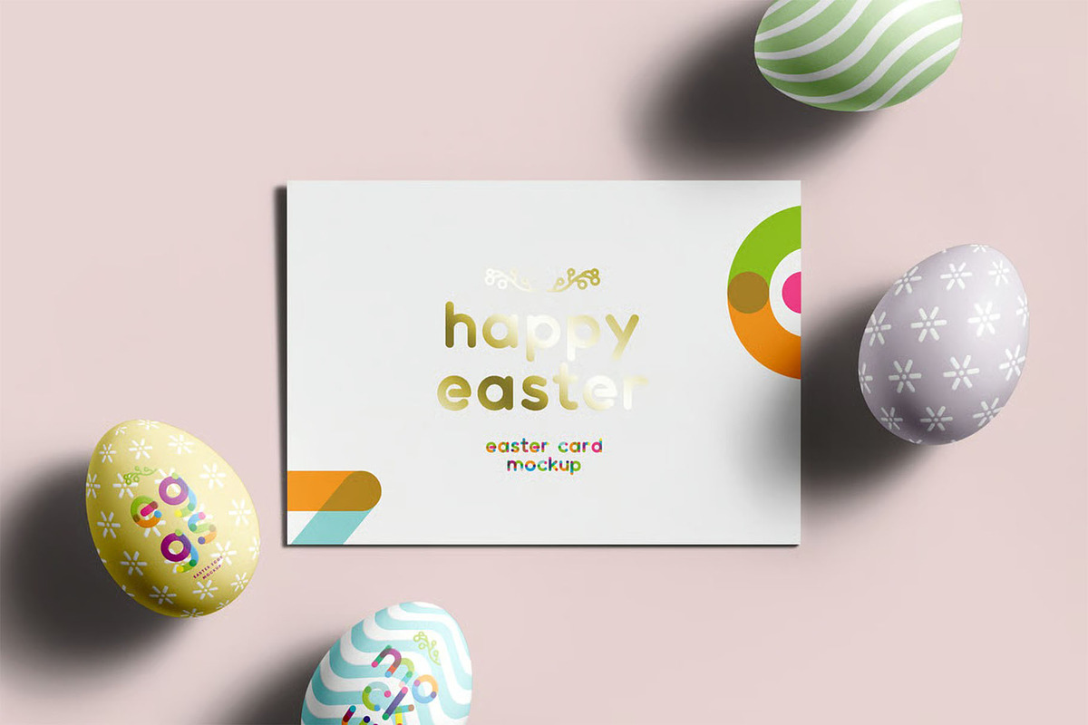 Easter Eggs & Card Mockup, an Advertising Mockup by zippypixelstudio (Photo 5 of 8)