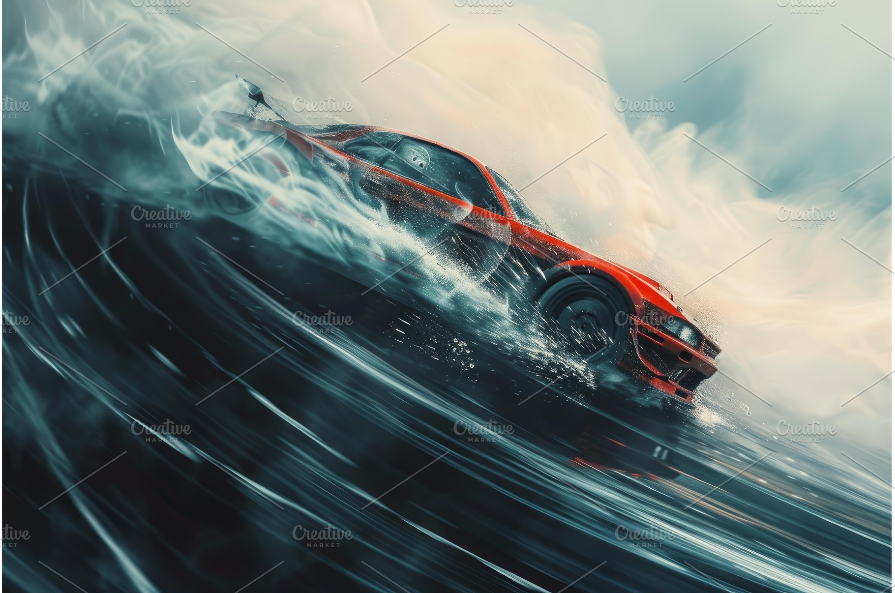 Dynamic sports car in highspeed, a Transportation Photo by Ylivdesign
