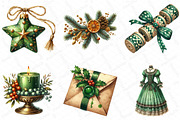 Vintage Green Christmas Clipart PNG, an Illustration by DreamPrint404 (Thumbnail 3 of 4)