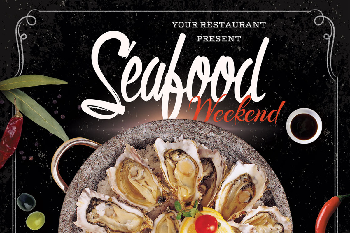 Seafood Restaurant Flyer Template, a Flyer Template by Artolus (Photo 2 of 2)