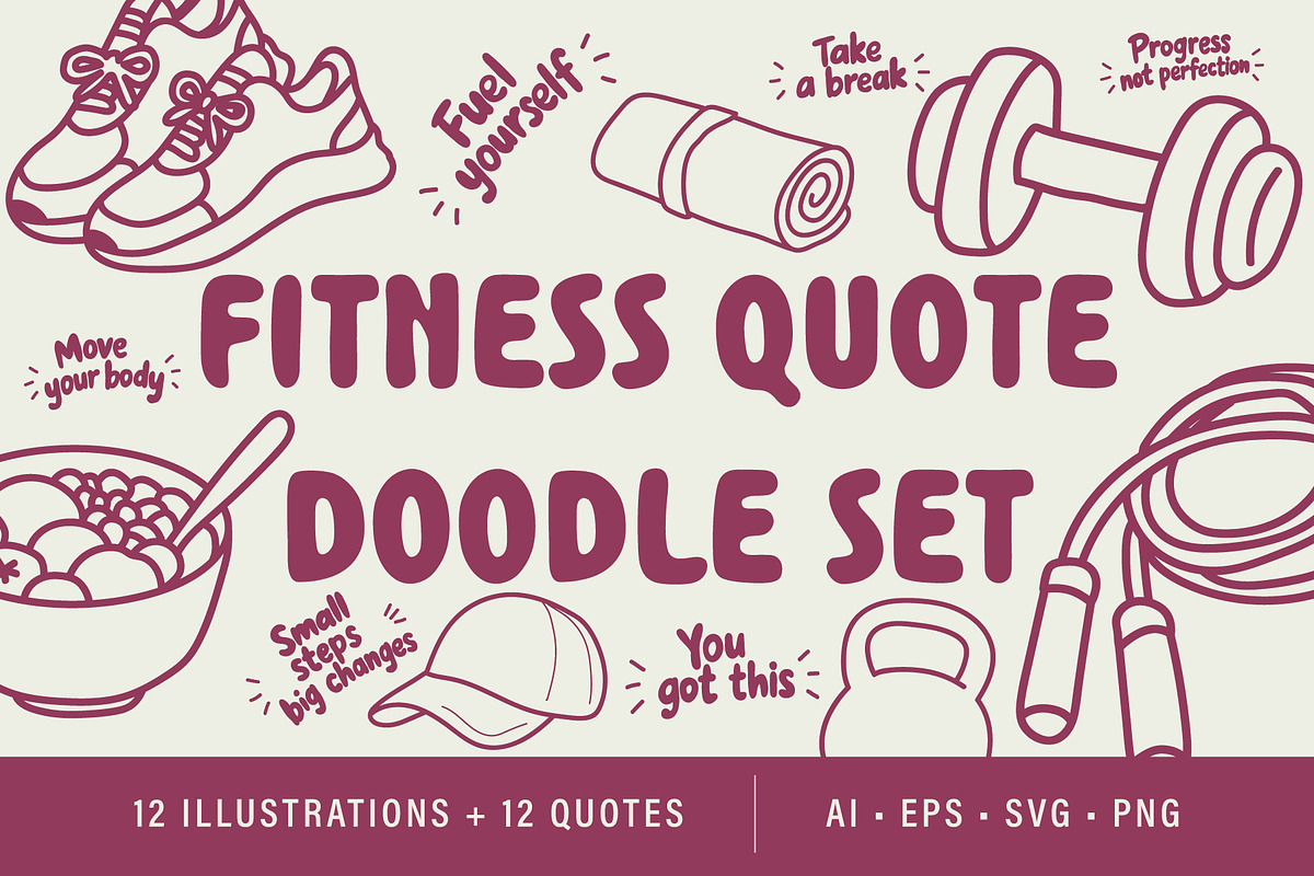 Fitness & Wellness Quote Set, a Sport Illustration by OREHOVKA (Photo 1 of 3)
