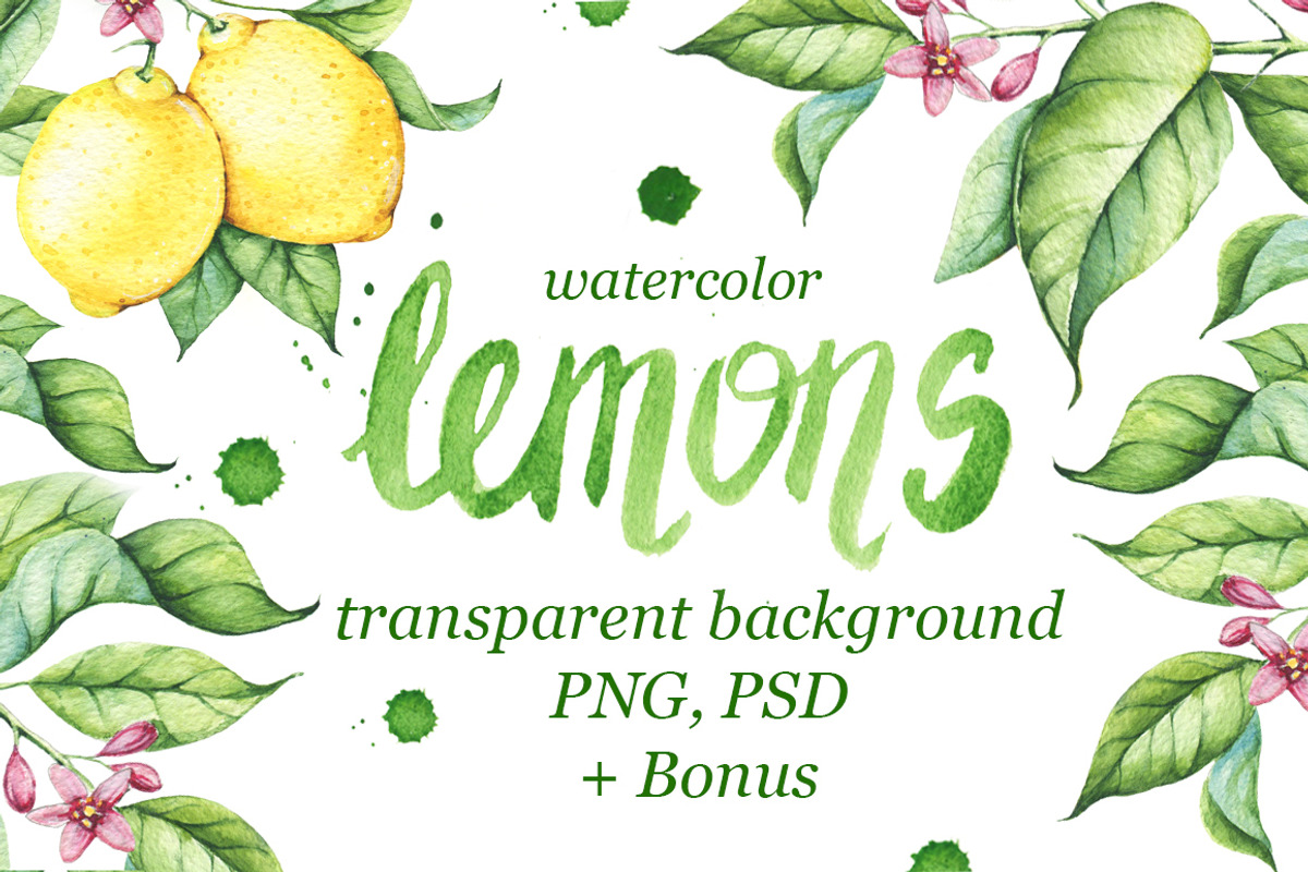 Watercolor Lemons Set, an Illustration by Imaginasty (Photo 1 of 6)