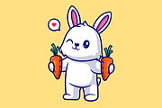 Cute Rabbit Holding Carrot Cartoon, an Animal Illustration by Catalyst Labs (Thumbnail 3 of 3)