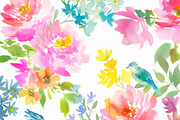 Watercolor pink roses with birds, an Object Graphic by Sawango Designs (Thumbnail 3 of 12)