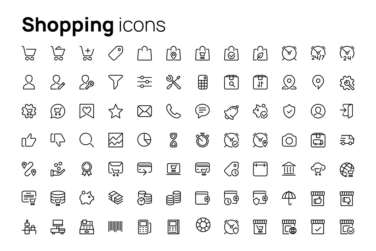 Shopping line icons set, an Outline Icon by AIWD (Photo 2 of 2)