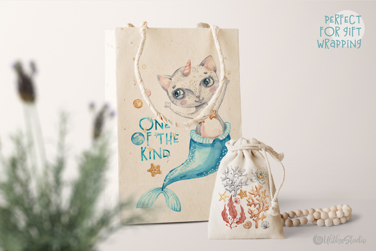 Cat Mermaid watercolor clipart, an Animal Illustration by UlitkaStudio (Photo 8 of 10)