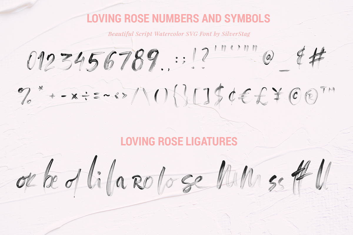 Loving Rose SVG Watercolor Font, a Script Font by SilverStag Type Foundry (Photo 11 of 12)