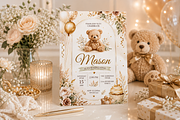 Teddy Bear First Birthday Invitation, an Invitation Template by S Graphic Studio (Thumbnail 6 of 10)