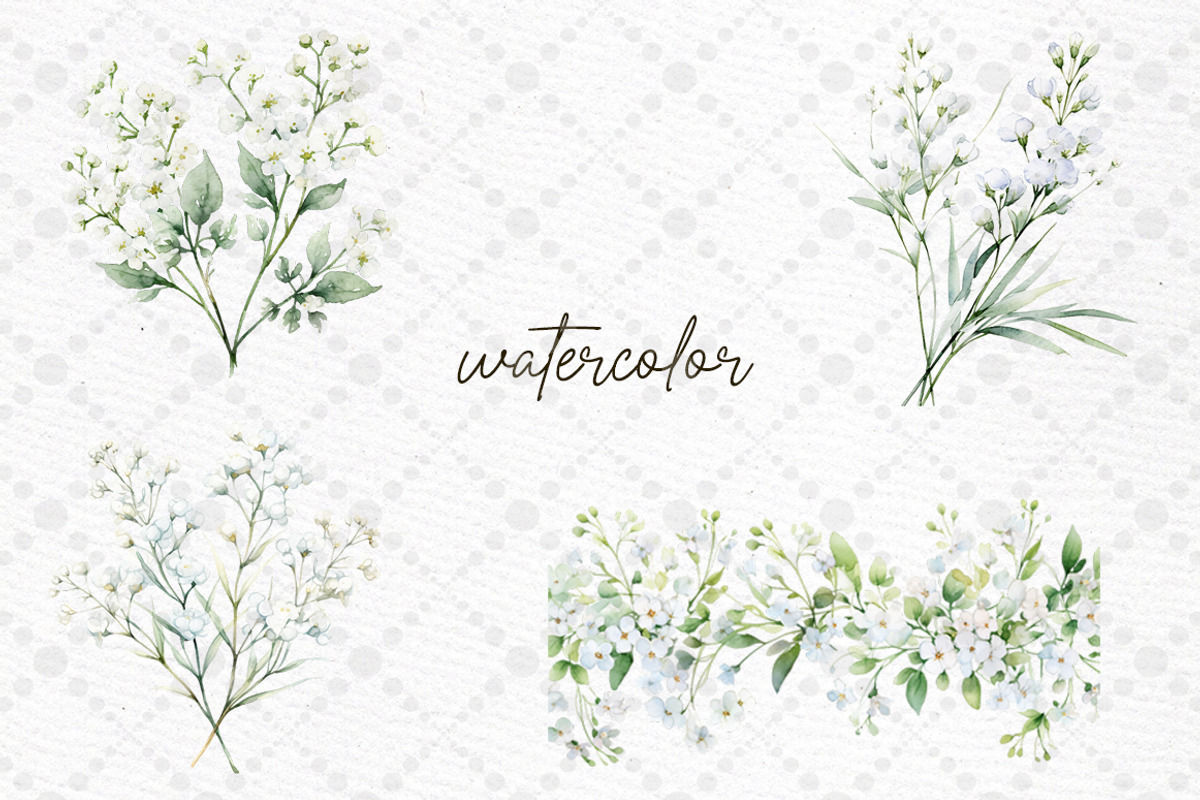 Gypsophilia Flowers Clipart, a Decorative Illustration by LeCoqDesign (Photo 2 of 5)