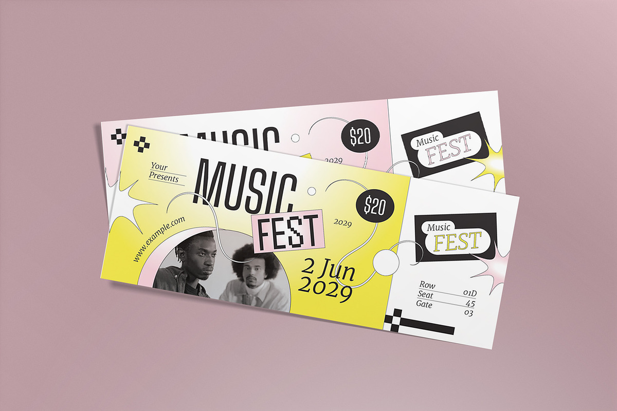 Anti Design Music Fest Ticket, a Card Template by graphicook (Photo 1 of 3)