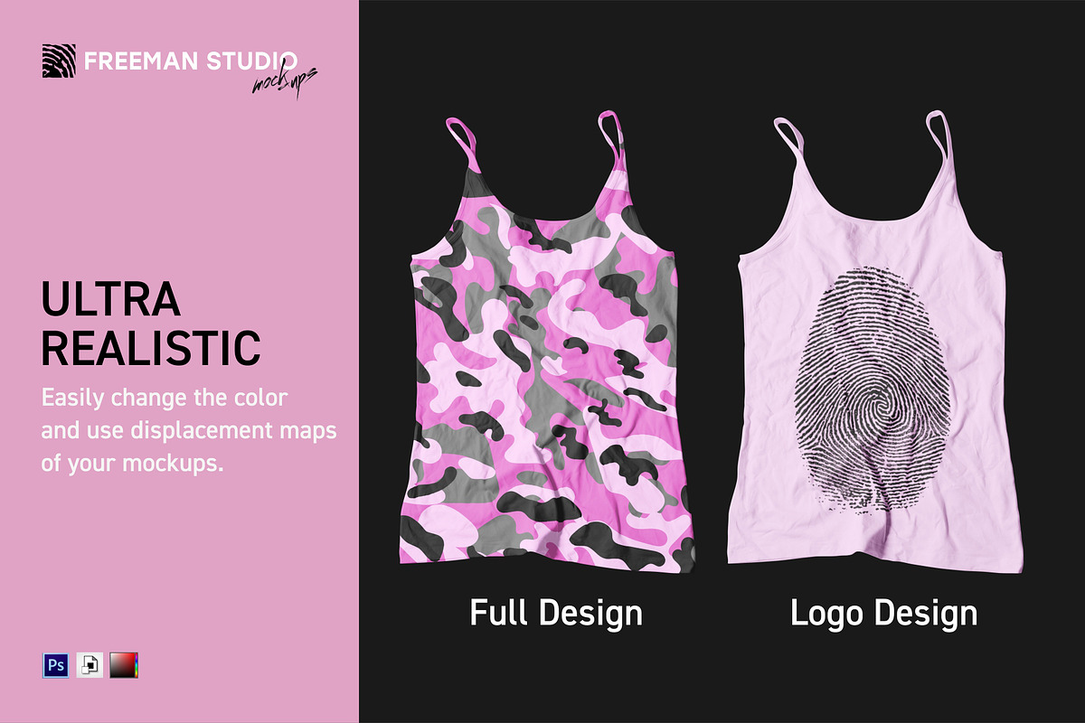 Girl's Tank-Top Mock-Up Set, a Shirt Mockup by Freeman Studio (Photo 3 of 9)