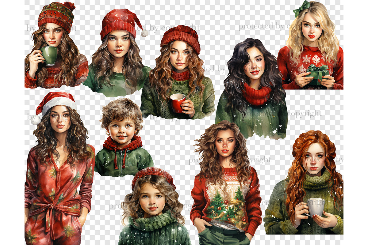 Christmas Fashion Girl Clipart, a Person Illustration by GlamArtZhanna (Photo 5 of 5)