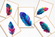 Watercolor Feather Clipart, an Illustration by DreamArtGraphic (Thumbnail 3 of 8)