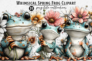 Whimsical Spring Frog Clipart, an Illustration by Dream Creation