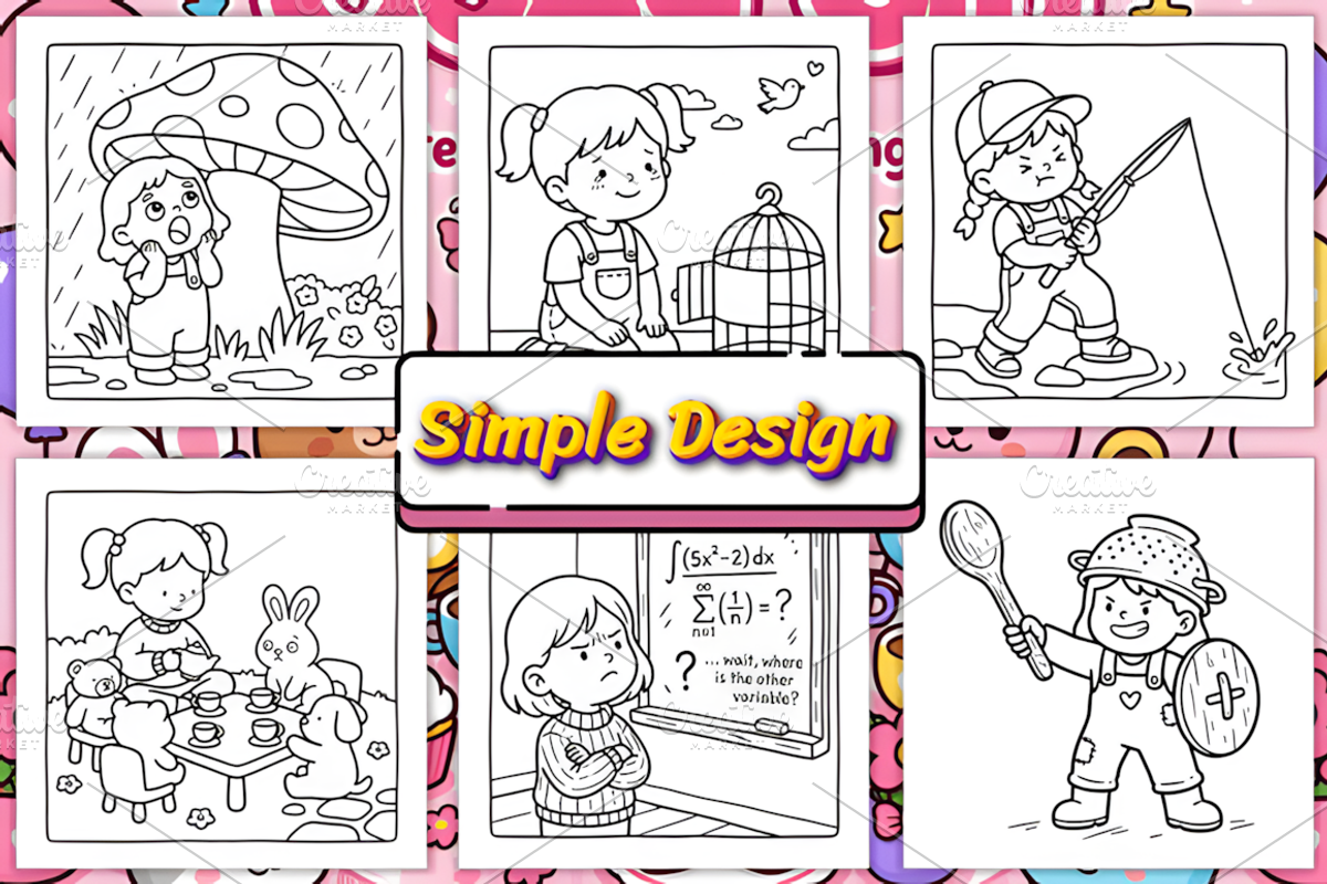 Cozy Girl Moments Coloring Pages, a Person Illustration by Coco Bloom (Photo 2 of 4)