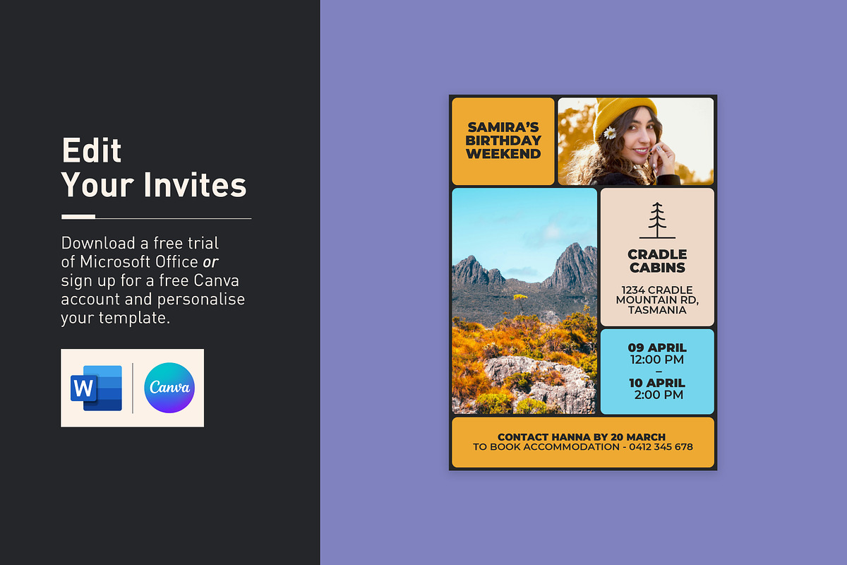 Samira 5 x 7 A6 Birthday Invitation, an Invitation Template by Mountain Folk Creative (Photo 5 of 6)
