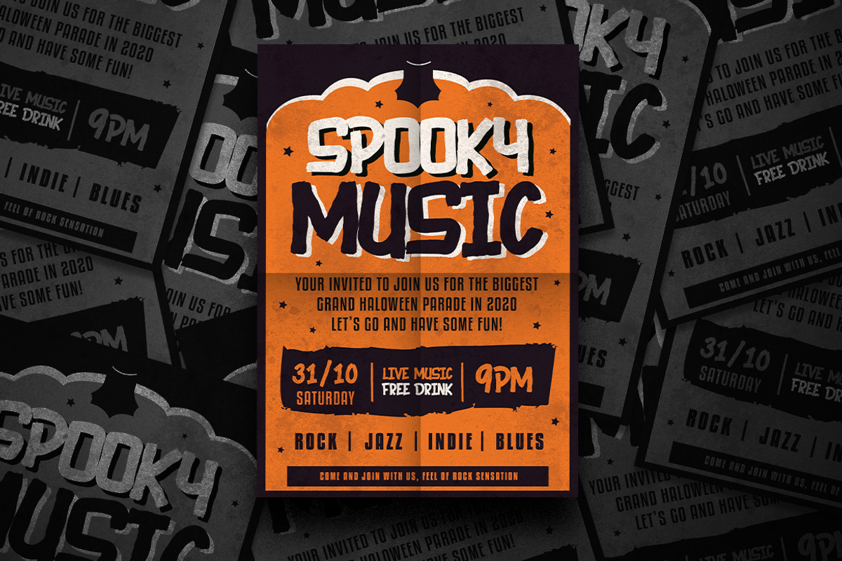 Modern Halloween Music Party Flyer, a Flyer Template by Tokosatsu (Photo 3 of 4)