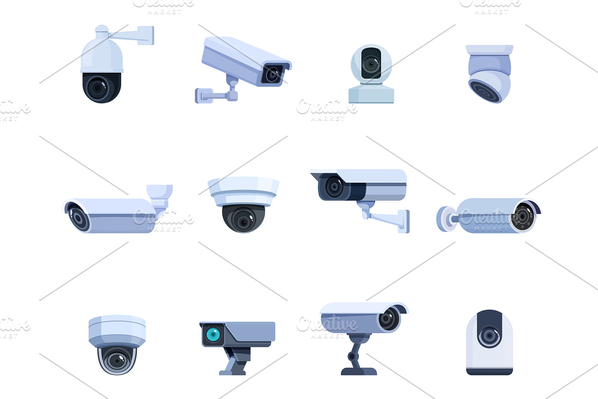 Cartoon outdoor video cameras, a Technology Illustration by Valerie Bodnar