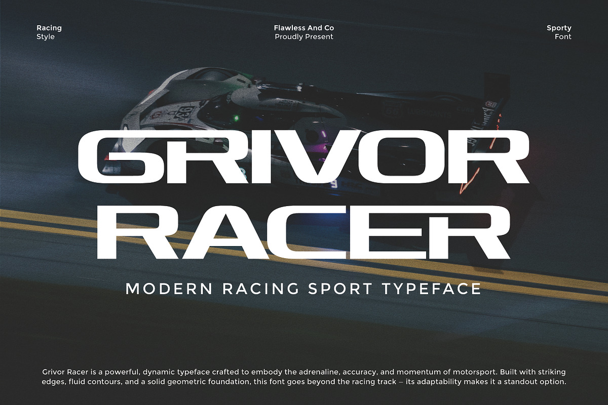 Grivor Racer - Modern Sport Font, a Sans Serif Font by Flawless And Co (Photo 1 of 10)