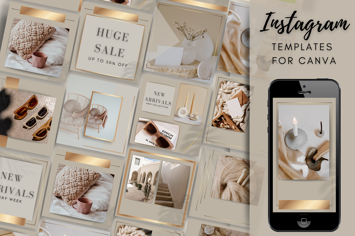 Beige Instagram Templates for Canva, a Social Media Template by Innova Studio (Photo 1 of 9)