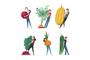 Man and Woman Carrying Huge Fruit, a Person Illustration by TopVectors