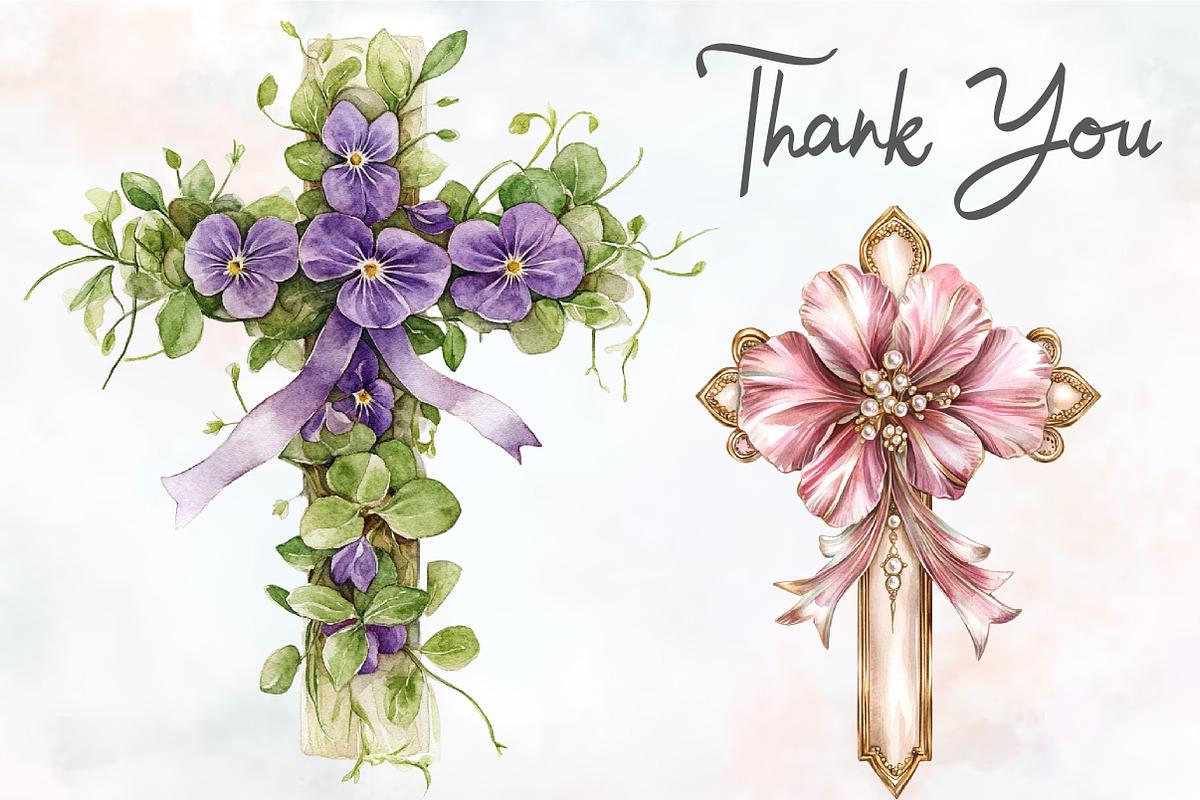 Spring Floral Cross Coquette Bow Cli, an Illustration by RobertsArt (Photo 3 of 7)