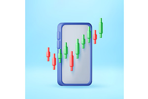 3D Mobile phone with candlestick, a Finance Illustration by Abscent