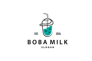 Boba Drink Logo, Milk Tea Cute Boba, a Branding & Logo Template by Maylianaw28