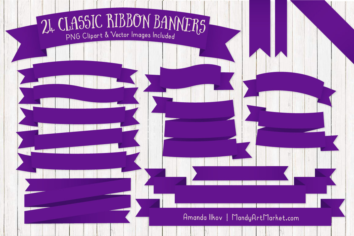Violet Ribbon Banner Clipart, an Illustration by Amanda Ilkov (Photo 1 of 4)