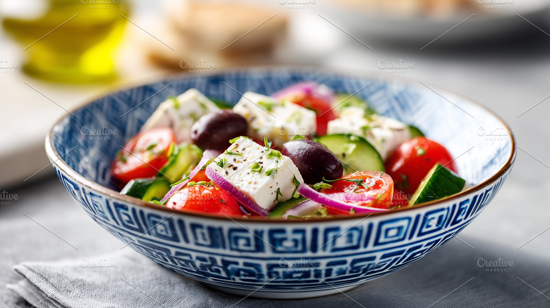 A fresh Greek salad with feta cheese, a Food & Drink Photo by MistyDay