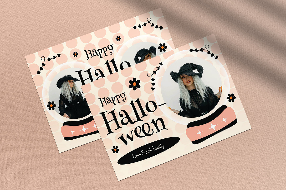 Flat Design Halloween Greeting Card, a Card Template by graphicook (Photo 4 of 4)