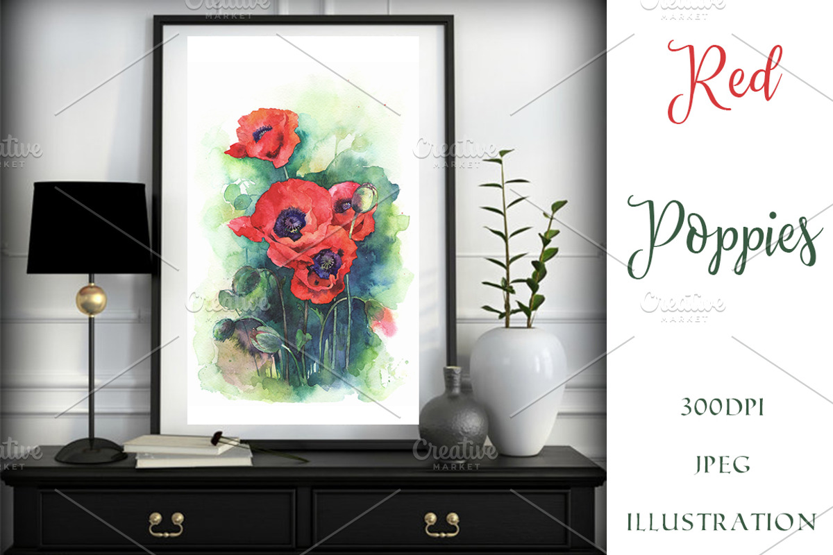 SALE! Watercolor poppy flowers, a Decorative Illustration by MaryAmi (Photo 2 of 3)