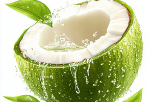 Fresh Green Coconut Water Splashing, a Food & Drink Photo by Pixeness Studio
