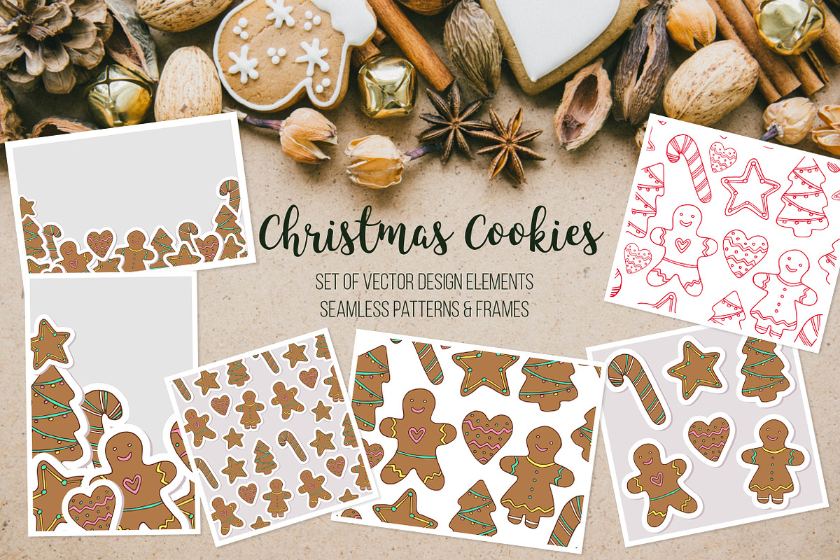 Vector Christmas gingerbread cookies, a Decorative Illustration by OKart.studio (Photo 1 of 5)