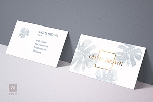 Feminine business card with Monstera, a Business Card Template by ARg Design