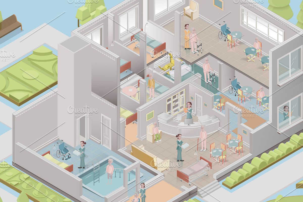 Assisted living community concept, a Healthcare Illustration by Yayasya (Photo 3 of 3)