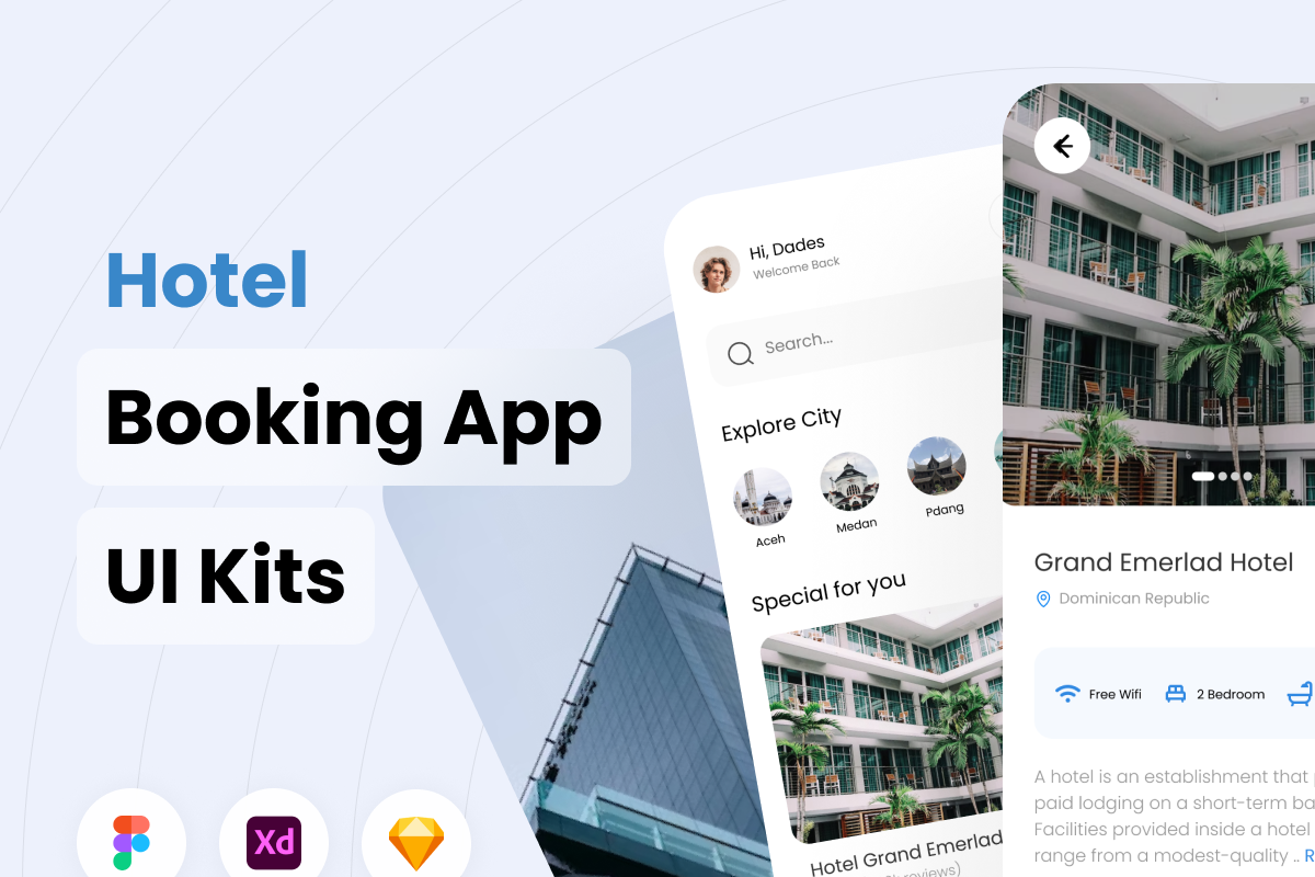 Hotel Booking, an UI Kit Template by udacreative_id