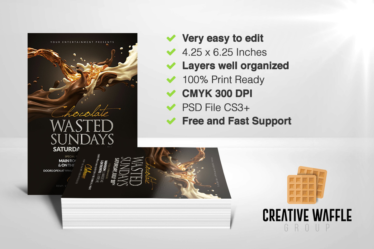 Chocolate Wasted Flyer Template, a Flyer Template by Creative Waffle (Photo 4 of 5)