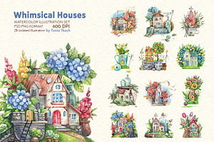 Whimsical Houses, a Decorative Illustration by Watercolor by Tonia Tkach