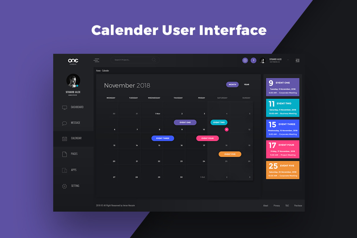 Calendar Interface - One Dashboard, a Templates & Theme by fusionlab (Photo 1 of 2)
