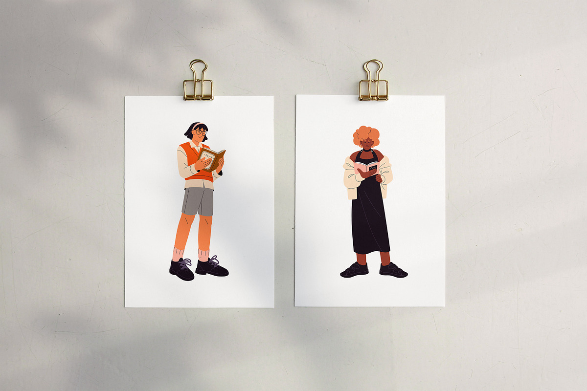 People with books. Readers set, a Person Illustration by PaperTrident (Photo 6 of 6)