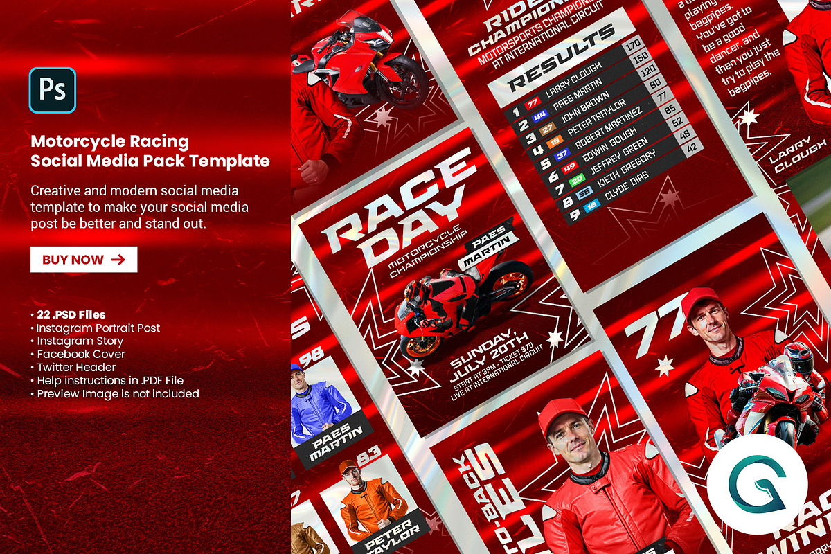 Motorcycle Racing Social Media Pack
