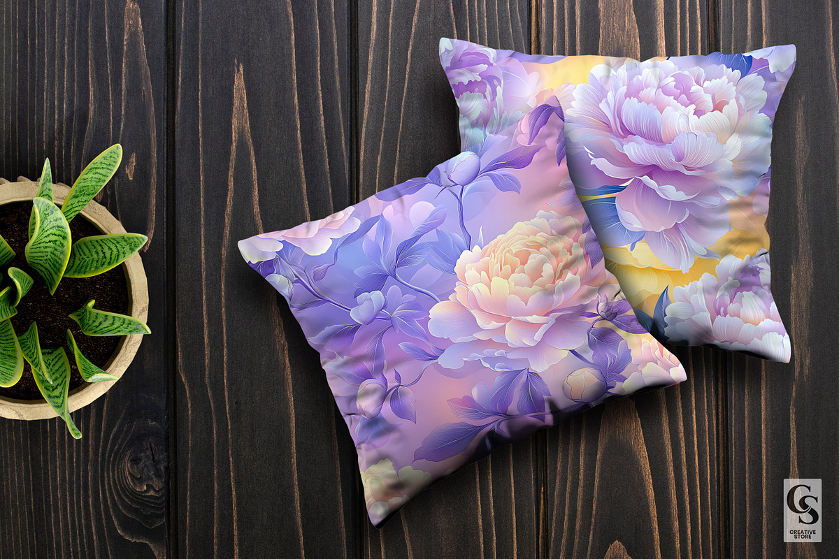 Holographic Peony Flowers Pattern, a Pattern Graphic by Creative Store (Photo 3 of 5)