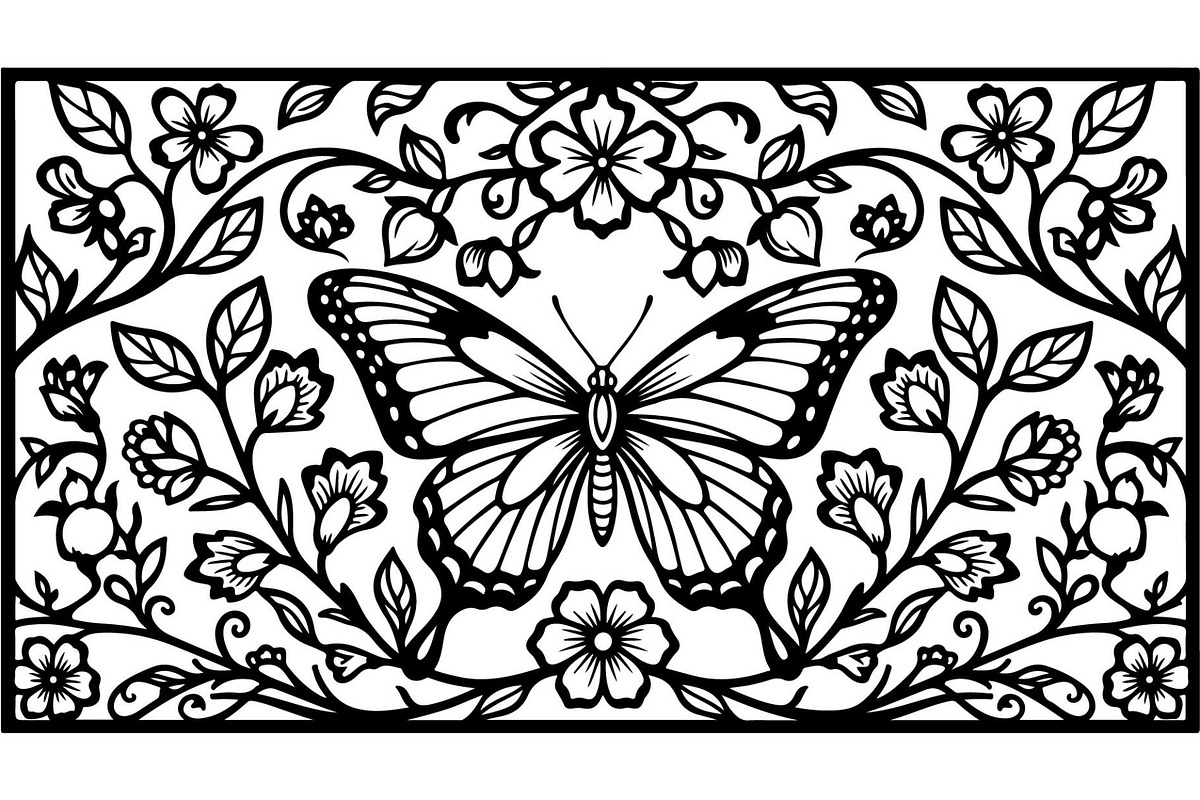 Decorative Floral Panel Vector Set, a Decorative Illustration by Designer_Momina (Photo 11 of 20)